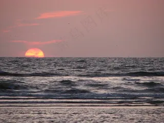日落，光，波，水，大海，太阳，天空，黄昏