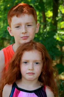 兄弟，妹妹，肖像，赤褐色