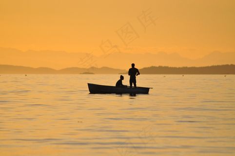 钓鱼，日落，不列颠哥伦比亚省，钓鱼