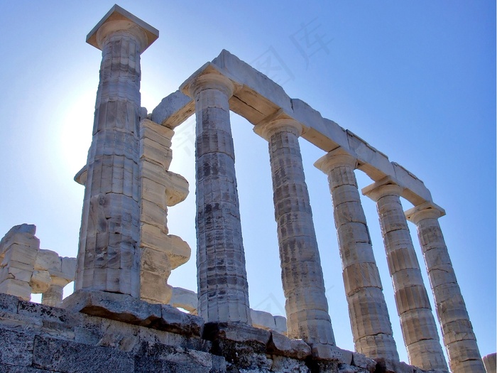 古代，希腊，庙，波塞冬神庙，Sounio