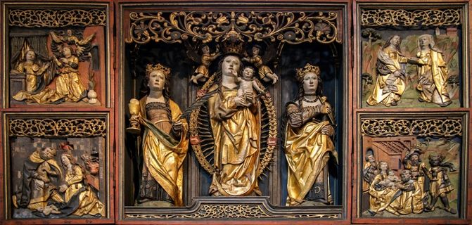 宗教，教堂，祭坛，图像，木，雕刻，金