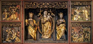 宗教，教堂，祭坛，图像，木，雕刻，金