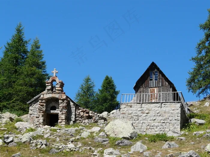 阿洛斯湖，山，教堂，徒步旅行，阿尔卑斯山，避难所