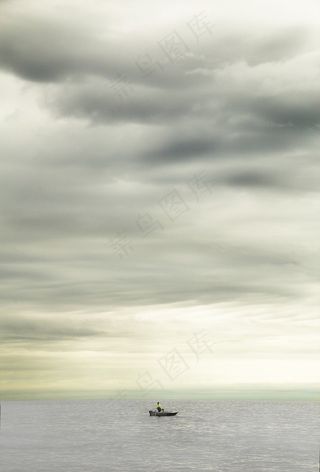 鱼，钓鱼，船，船只，云团，渔夫，性质