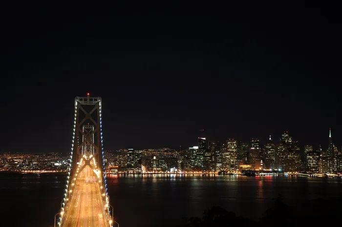 都市夜景,桥梁,夜景照明,夜景工程,贝雷桥,晚上在旧金山湾大桥