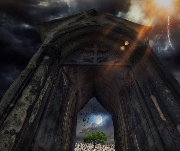 启示录，神秘，月亮，太阳，云团，雷暴