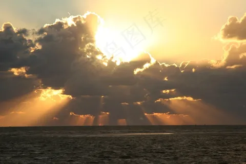 日落，阳光，博尔库姆，北海