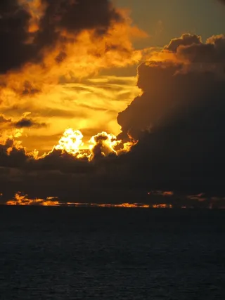 日落，日出，云，海滩，余辉，太阳，户外