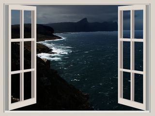 夜，月球夜，黑暗，黑暗，海洋，湖泊，海岸