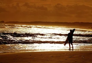 冲浪，日落，海，冲浪者，海滩，岸，和平