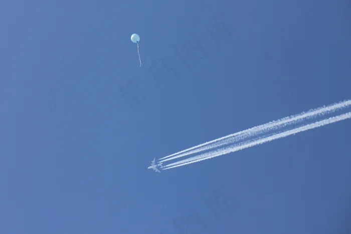 天空，蓝色，飞机，传单，气球