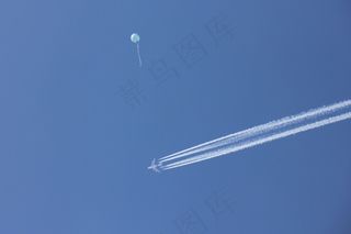 天空，蓝色，飞机，传单，气球