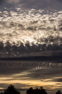 日落，天空，云团，银，灰色，漂亮，模式