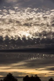 日落，天空，云团，银，灰色，漂亮，模式