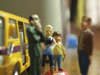 玩具，微型，等候，巴士站，公共交通