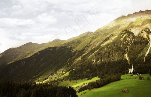 山，侧，森林，草地，景观，植被