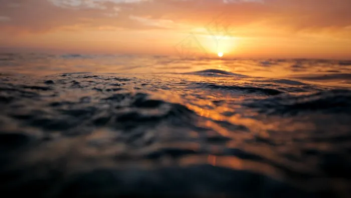 海洋，表面，日落，波浪，大海，水，模式