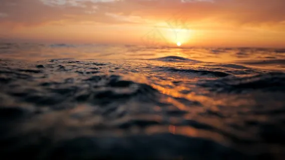 海洋，表面，日落，波浪，大海，水，模式
