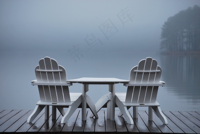 湖，放松，水，椅子，自然，放松，生活方式