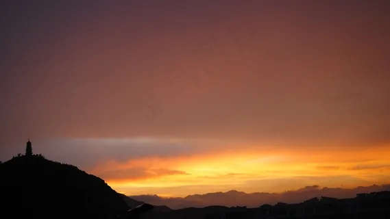 日落,景观,小山,寺庙,顶部,建筑 日落,景观,小山,寺庙,顶部,建筑