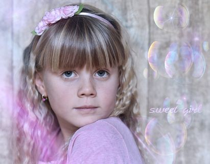 儿童，女孩，金发，漂亮，甜，粉红色