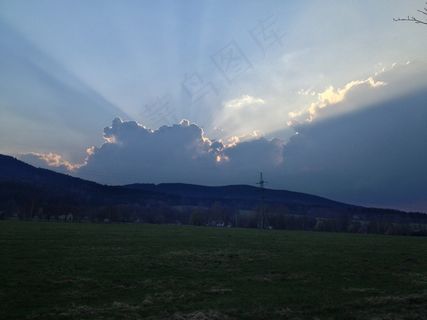 利贝雷茨，捷克*，日落，天空，太阳，云