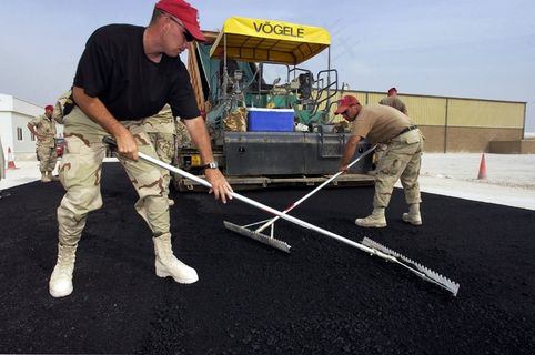 沥青，道路，建筑，工人，劳工，路面