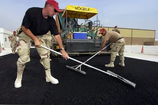沥青，道路，建筑，工人，劳工，路面