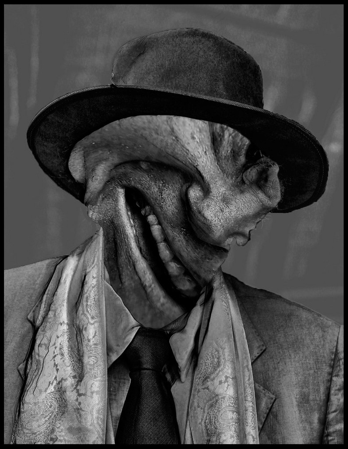 人物特写,钢笔画,美女,煤矿工人,头巾,威廉·伯劳斯（William Burroughs）被他自己的角色之一妖魔地拥有