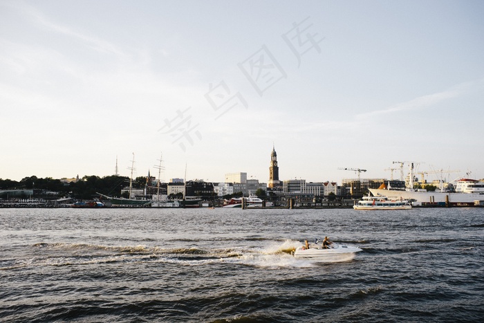 江河,天空,街道,地板砖,风景,汉堡的Landungsbrücken