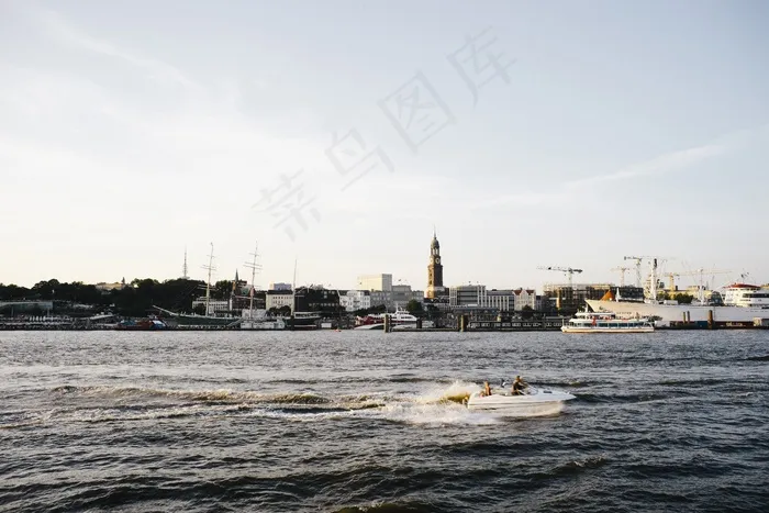 江河,天空,街道,地板砖,风景,汉堡的Landungsbrücken