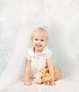 女孩，微笑，喜悦，白，玩具，摄影师，甜