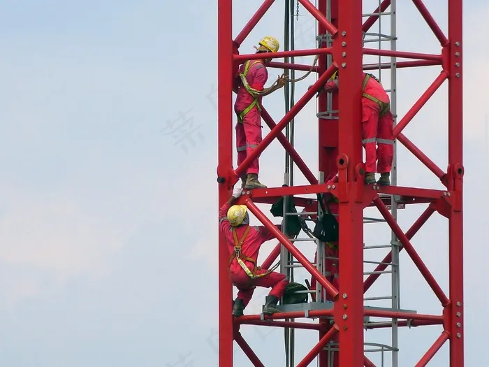 建筑，起重机，建筑施工，头盔