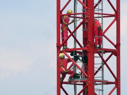 建筑，起重机，建筑施工，头盔