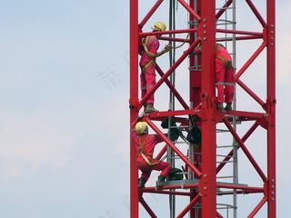 建筑，起重机，建筑施工，头盔