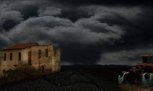 废墟，道路，车锈，离开，大气，令人沮丧