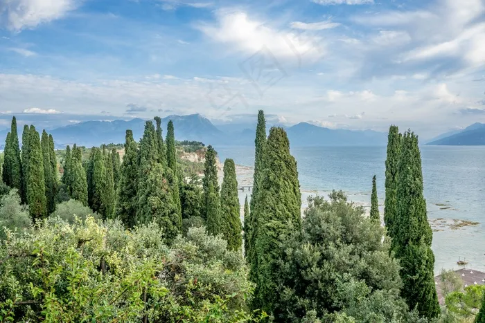 加尔达湖，锡尔苗内，自然，水，海滩，旅行