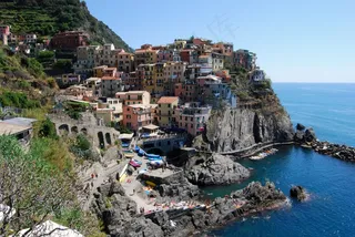 五渔村，Manarola，房屋，海，山，利古里亚