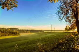 日出，天空，早晨，云，背景，雾