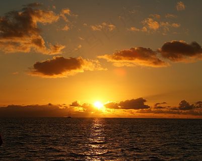 日落，海，假期，旅行，水，太阳，晚上，天空