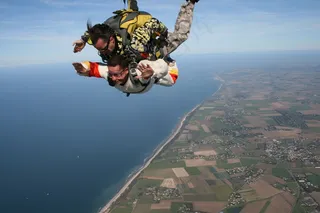高空跳伞，体育，极端，逃生，天空，美女，二重奏