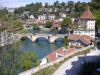 伯尔尼，桥，江，城市，历史，老