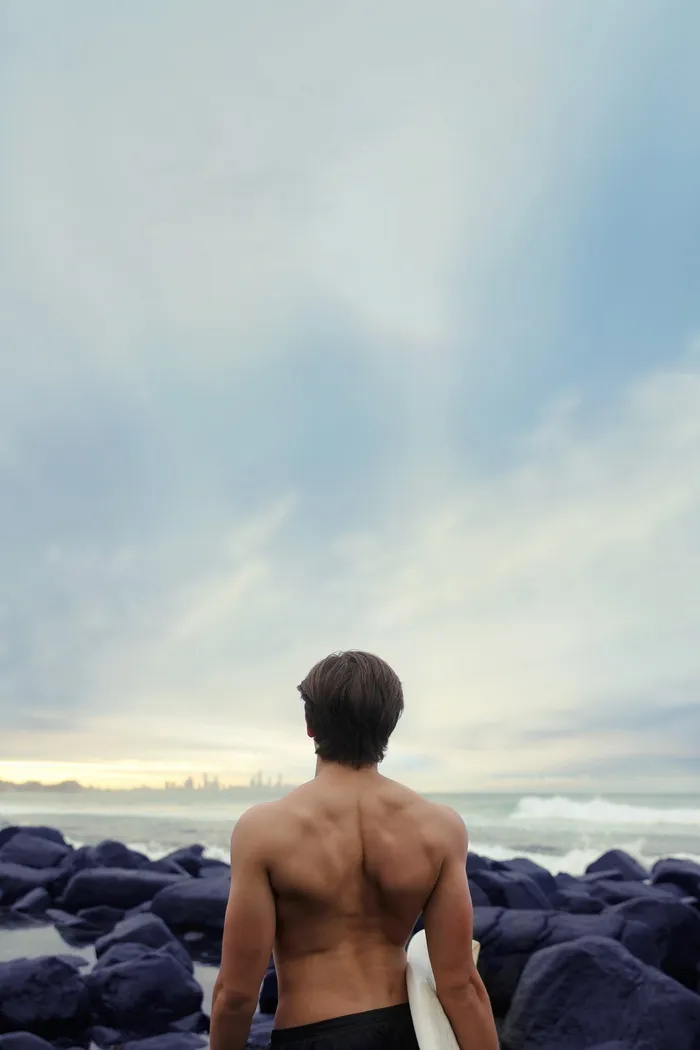 冲浪者，肌肉，返回，男子，男性，适合，生活方式