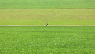 慢跑，一个人，孤独，草地，绿色，草，自然