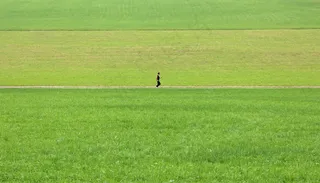 慢跑，一个人，孤独，草地，绿色，草，自然