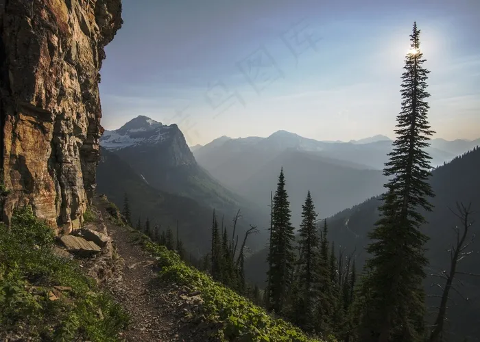 山，景观，天际线，岩石，树木，视图