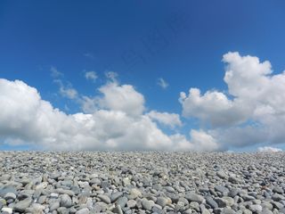 海滩，鹅卵石，景观，云，自然，海岸线