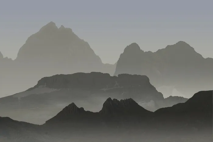 山脉，风景，太阳落山，大气
