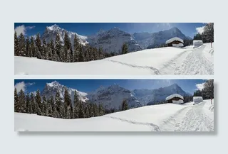 全景，冬天，格林德瓦，瑞士，寒冬