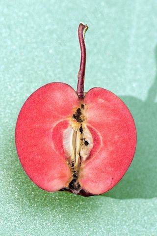 苹果，一半，核心，红色，水果，健康，成熟